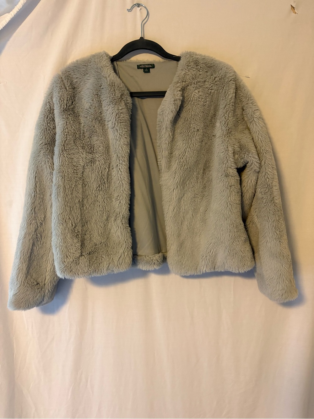 wild fable Plush Teddy Open-Front Jacket - Light Gray